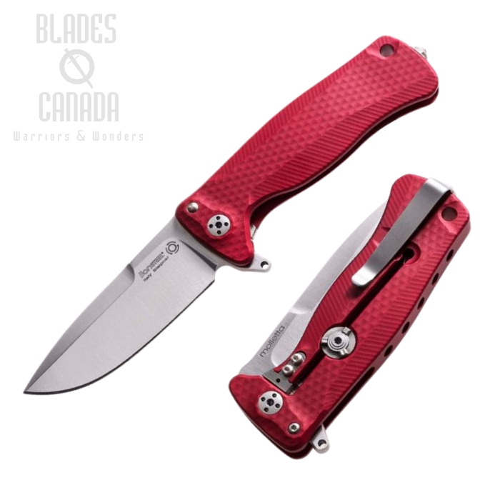 Lion Steel SR22A RS Flipper Framelock Knife, Sleipner Satin, Aluminum Red